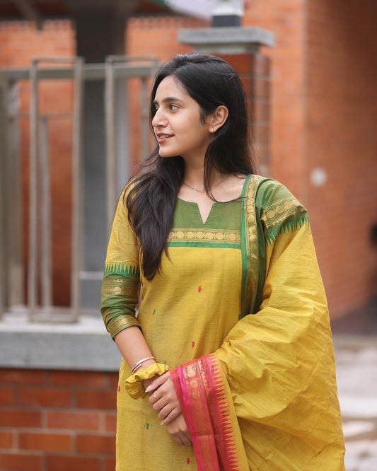Heavy Kanchi Cotton 3 Piece Suit Set