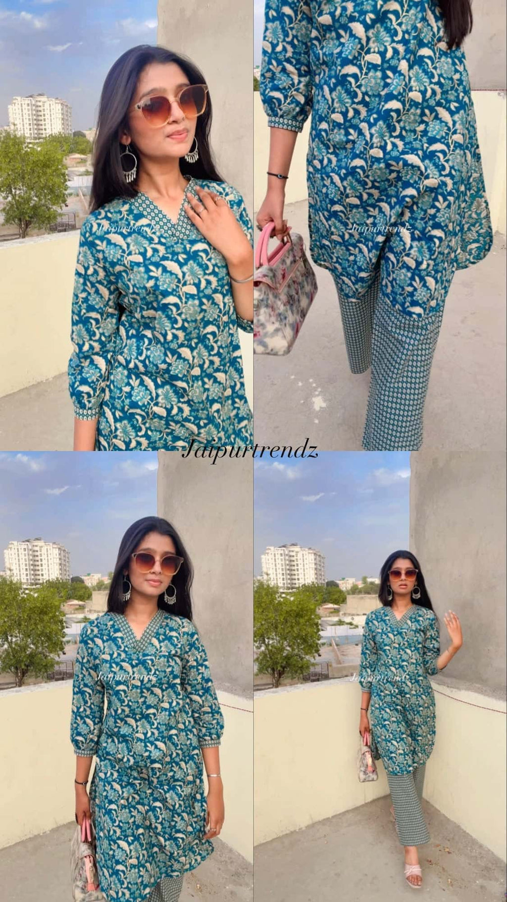 Taj Cotton Floral Foil Printed Summer Wear Coord Set