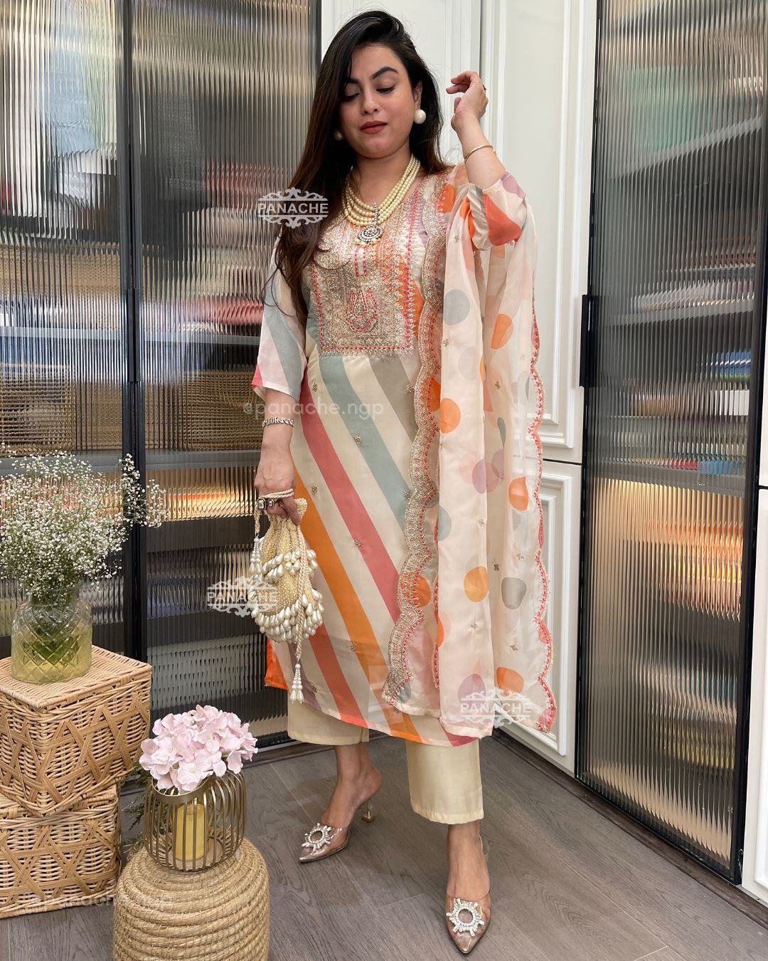 Beautiful Heavy Quality Chinon Silk Fabric Designer