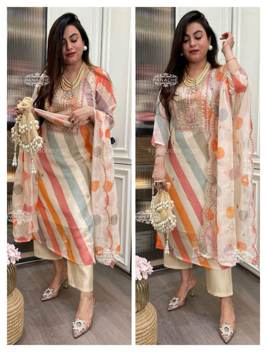 Beautiful Heavy Quality Chinon Silk Fabric Designer