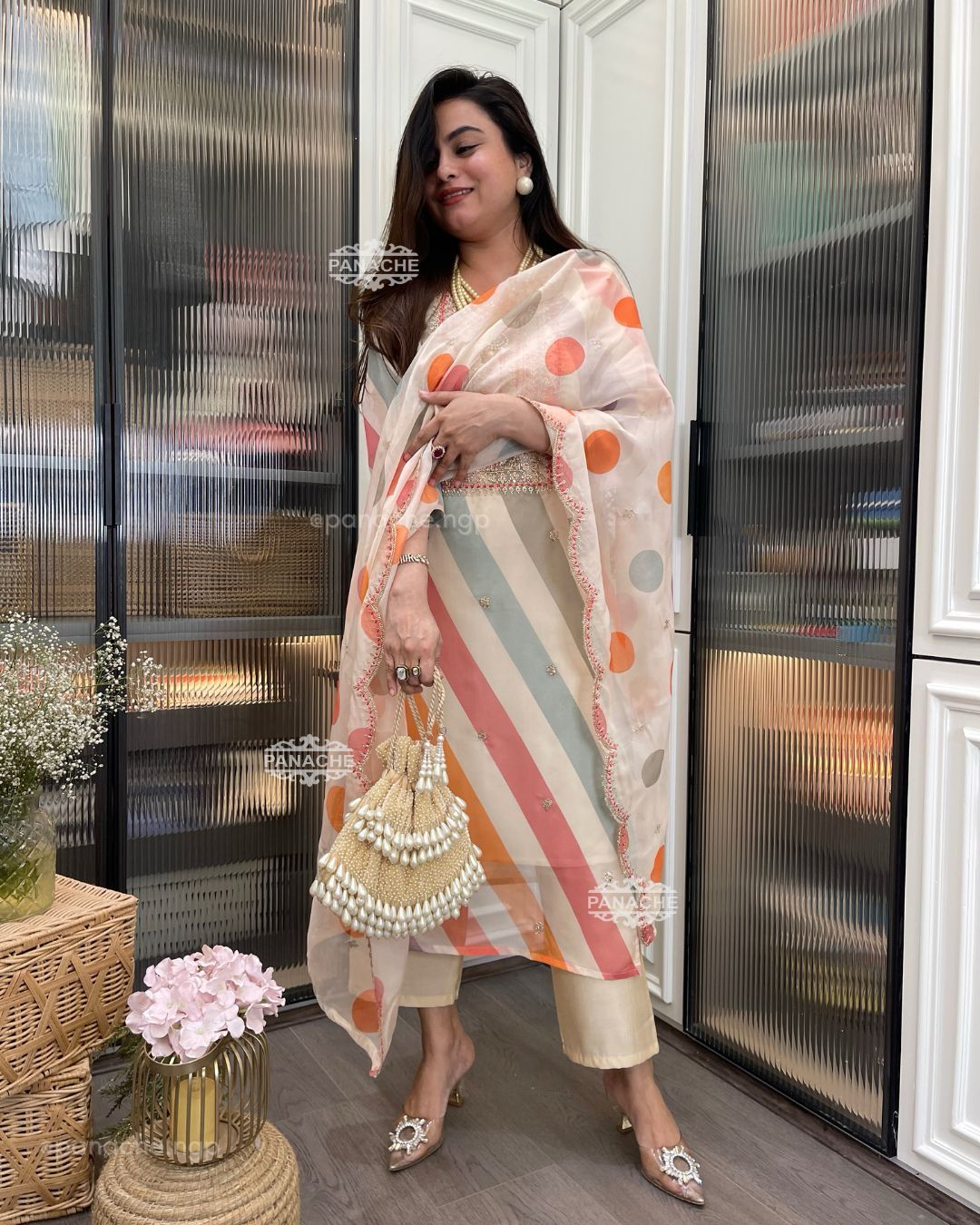 Beautiful Heavy Quality Chinon Silk Fabric Designer