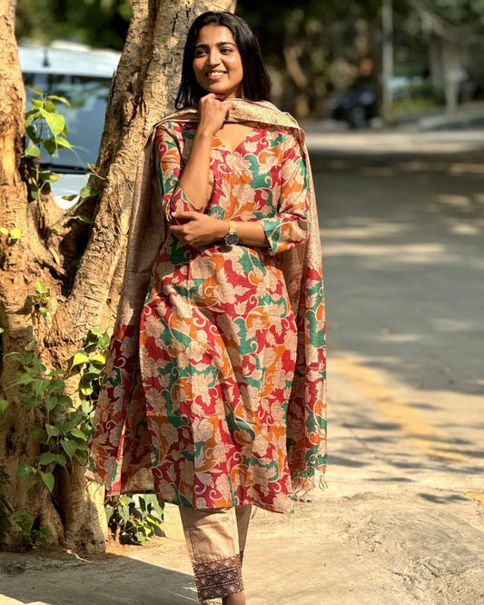Beautiful Floral Silk Suit Set