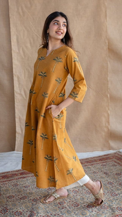 Beautiful Mustard Cotton Comfortable Kurta Plazzo Set