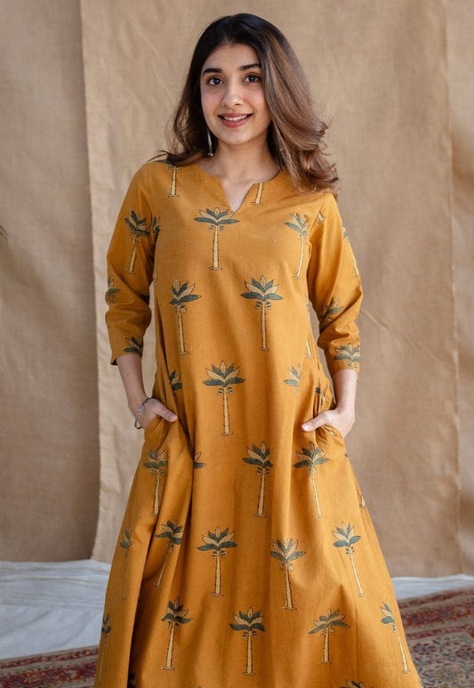 Beautiful Mustard Cotton Comfortable Kurta Plazzo Set