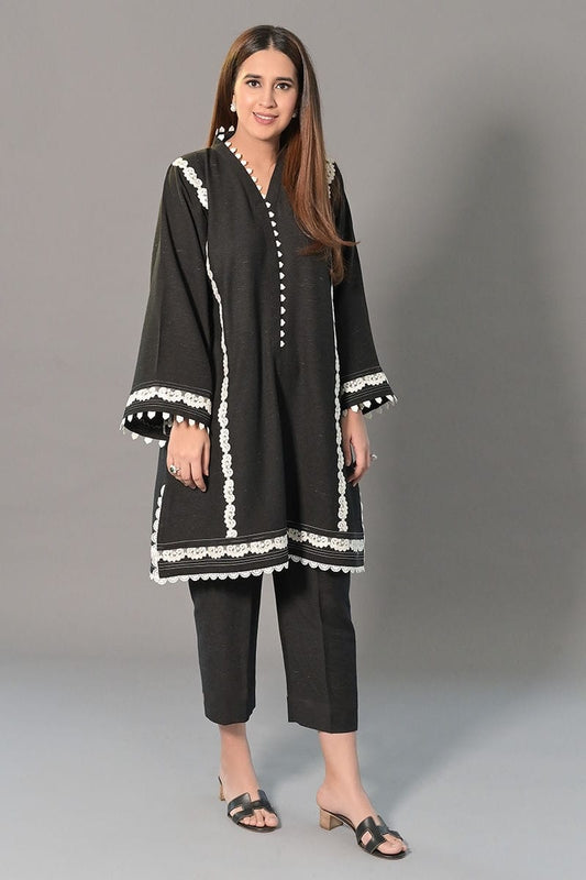 Black Cotton Flex Kurta Plazzo Set