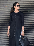 Formal Office Wear Black And White Jam Cotton Classy Kurta Set