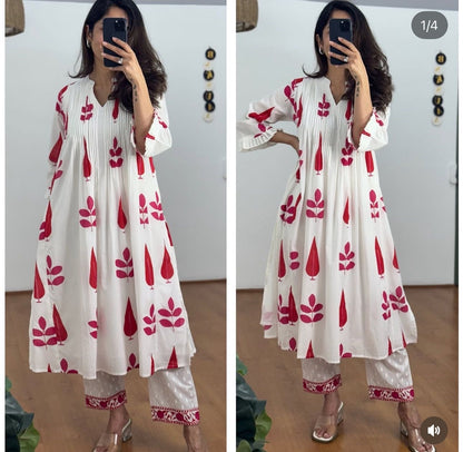 Cotton Pintex Comfy Kurti Pant Set