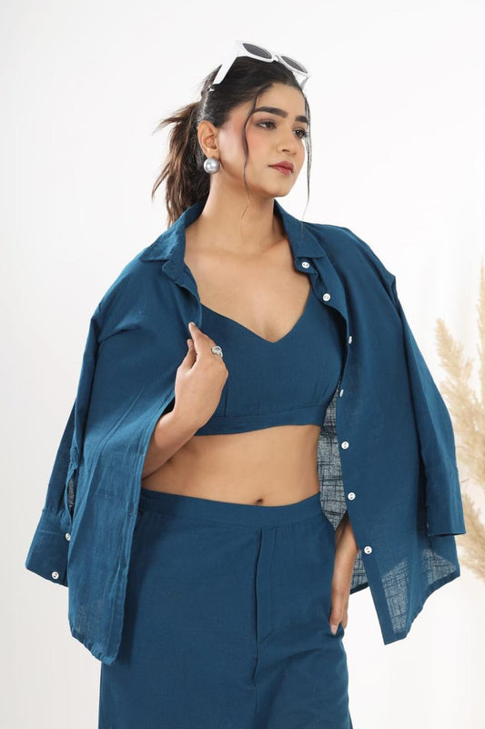 Cotton Slub Classy Three Piece Co-Ordset