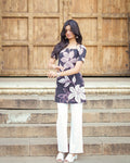 Muskan | Black & White Digital Print Cotton Short Kurti