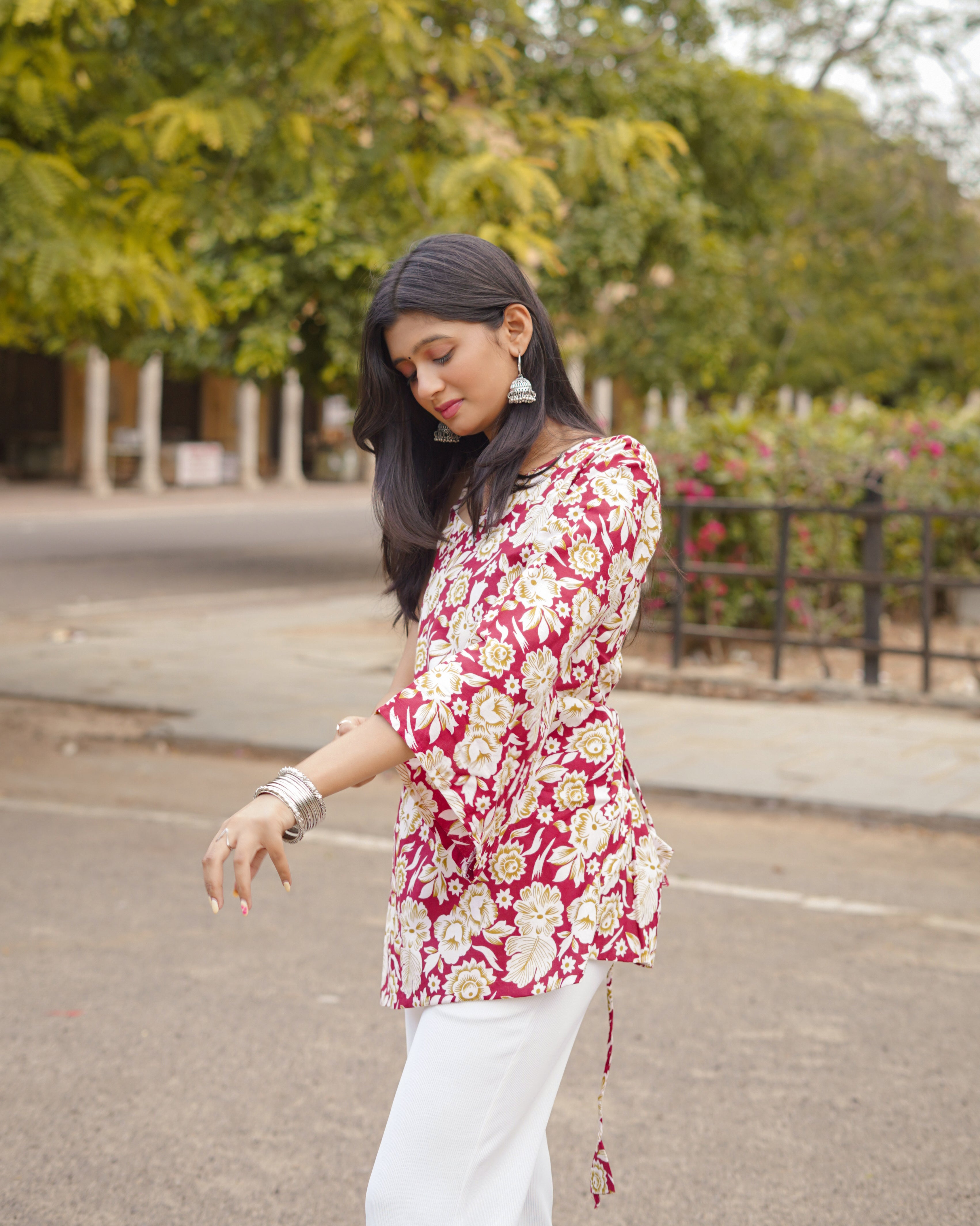 Aaira | Corset Back Digital Print Cotton Short Kurti