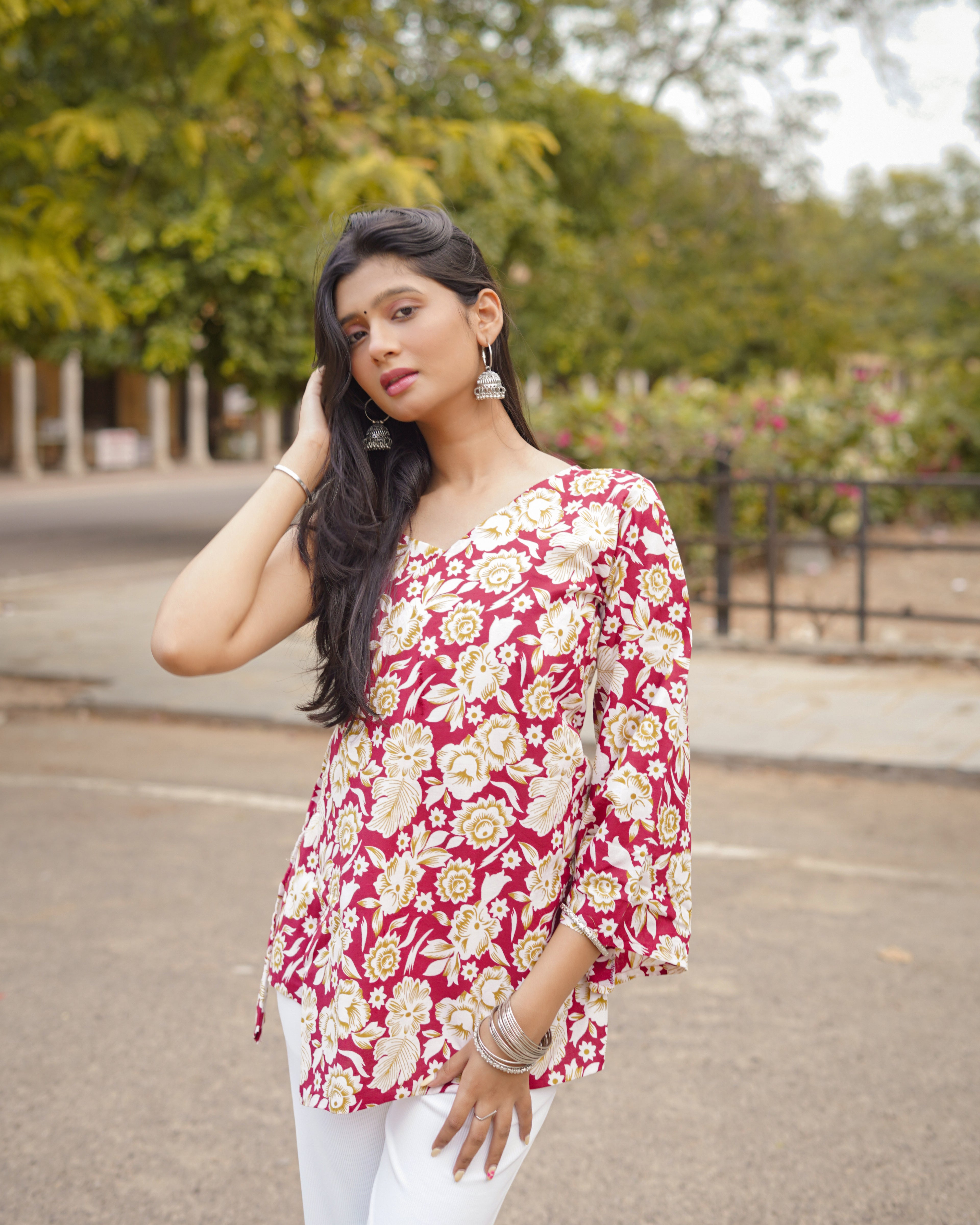 Aaira | Corset Back Digital Print Cotton Short Kurti