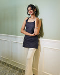 Chic Denim-Look Halter Neck Short Kurti