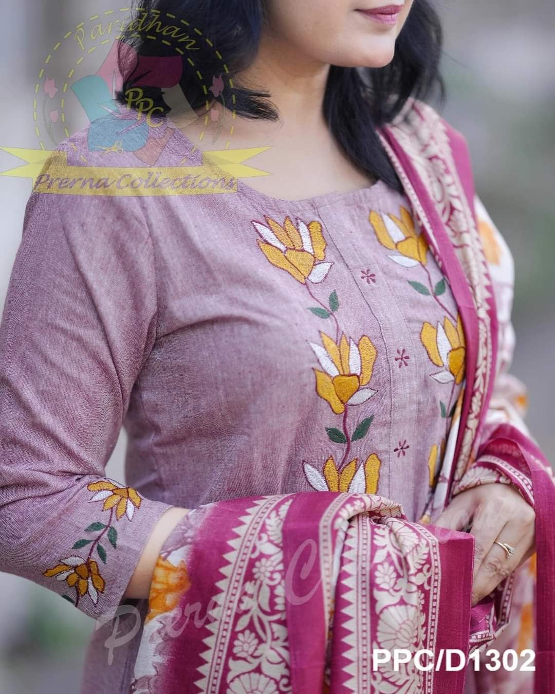 Elegant khaadi embroidered cotton kurta pant dupatta set