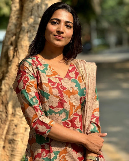 Beautiful Floral Silk Suit Set