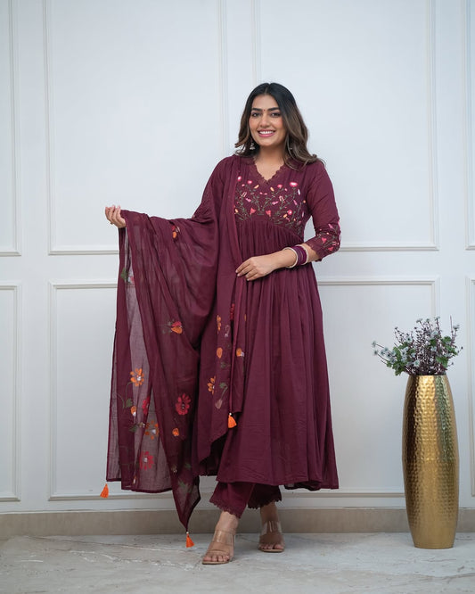 Cotton Kurta, Pant & Dupatta Set