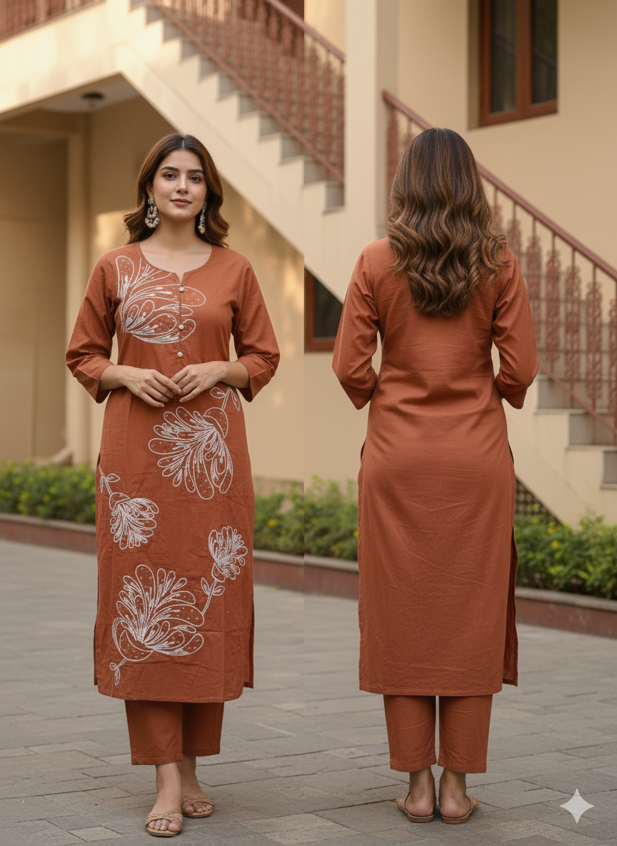 Embroidery work 3 Piece Set With Dupatta