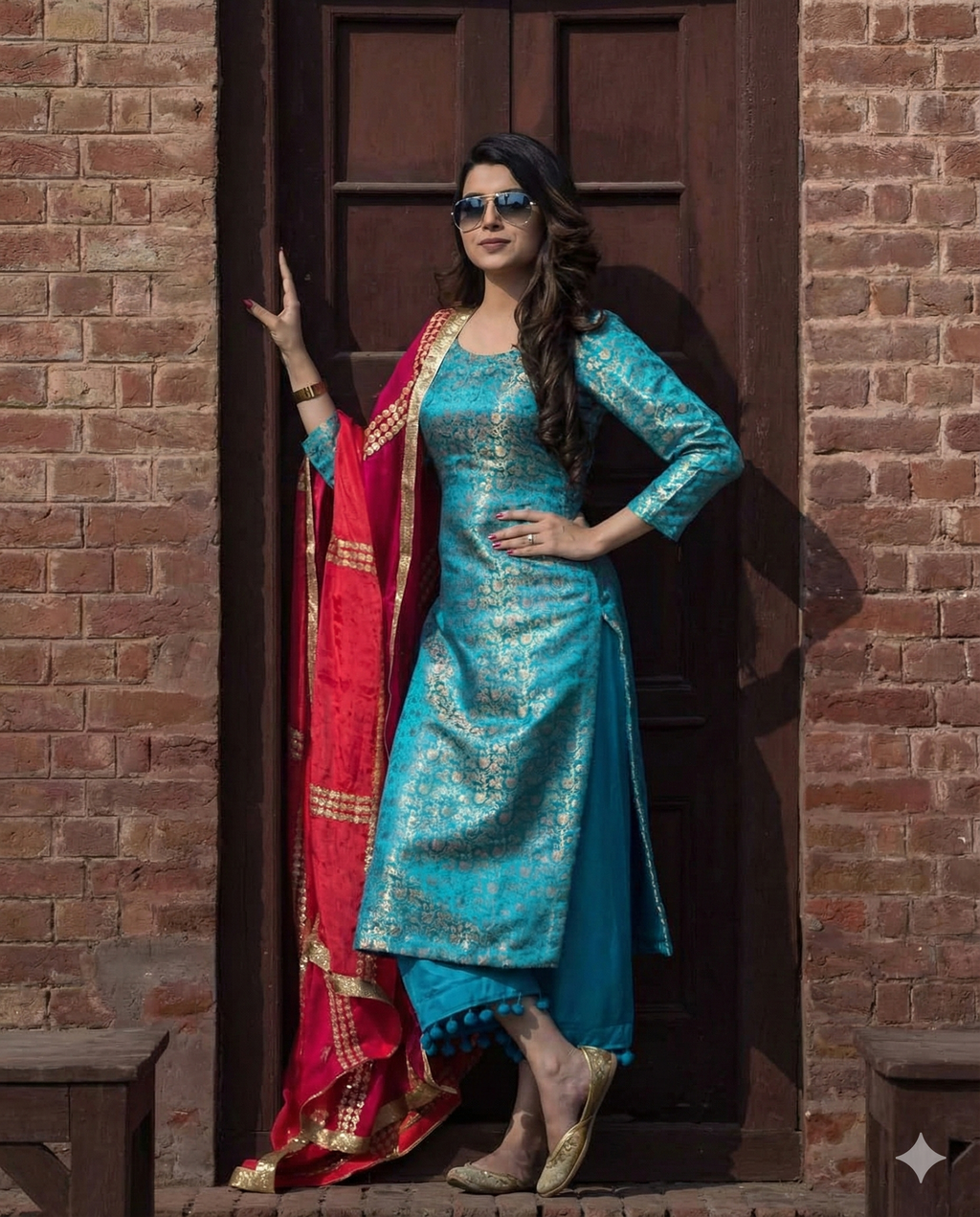 Brocade 3 Piece Suit Set With Heavy Dupatta