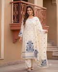 Ivory Grace Embroidered Kurta Set with Dupatta