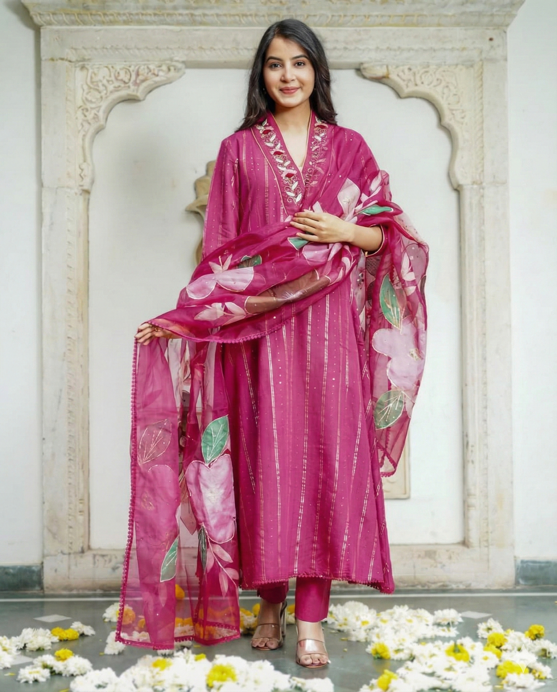 Elegant Cotton Lurex Kurta with Sequence and Handwork Detail