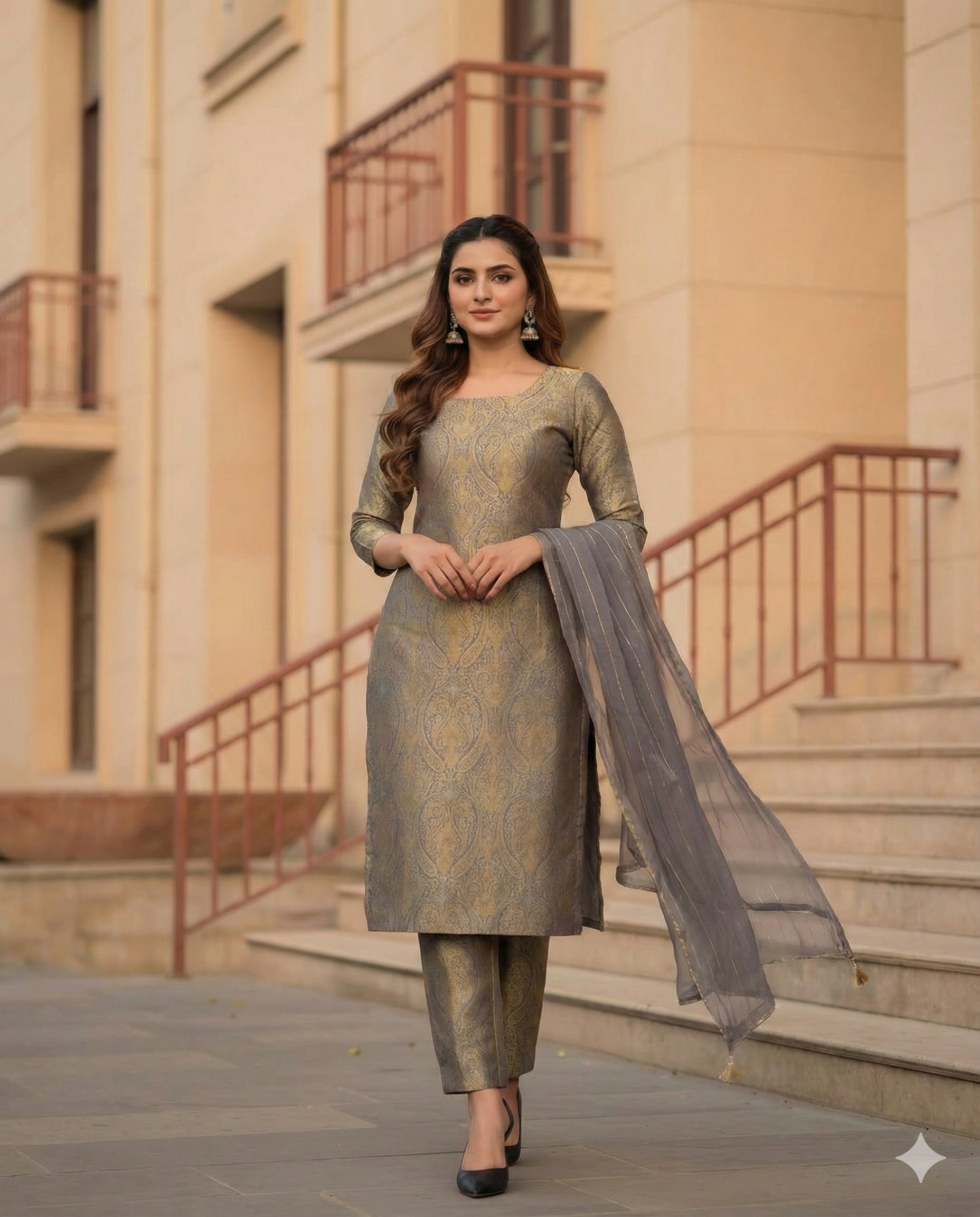 Metallic Paisley Brocade 3-Piece Suit