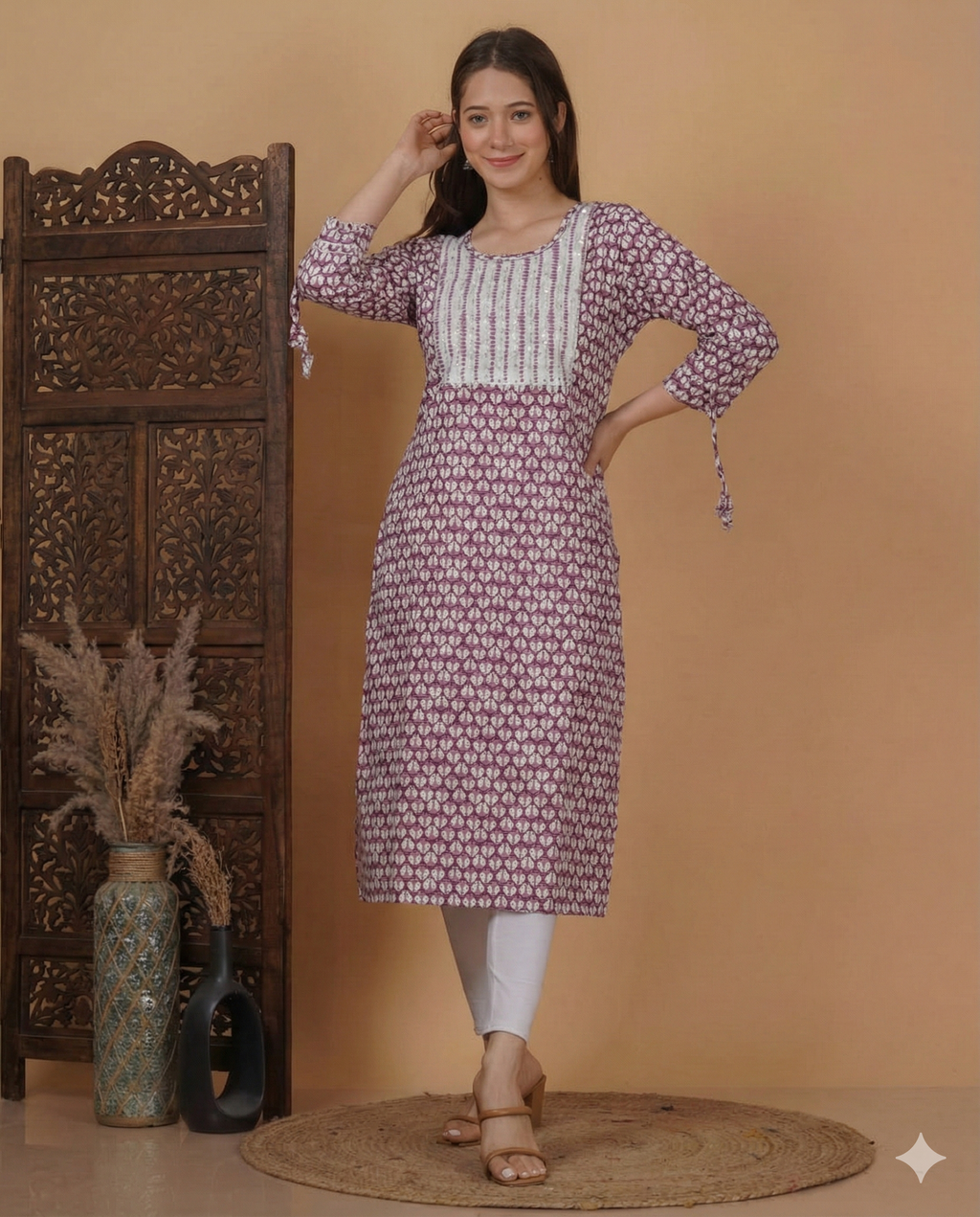 Elegant Straight-Cut Cotton Flex Kurti