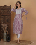 Elegant Straight-Cut Cotton Flex Kurti