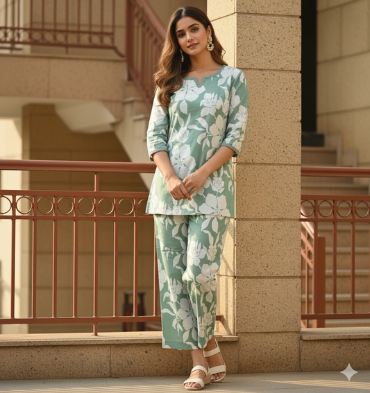 Pure Cotton And Simple Co-Ord Set