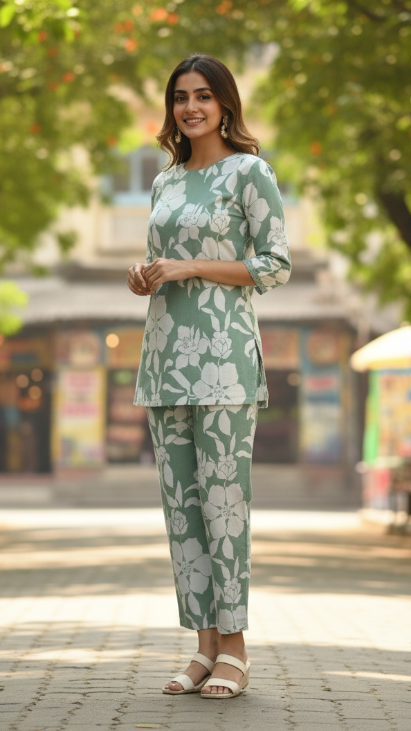 Pure Cotton And Simple Co-Ord Set