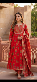 Crimson Heritage: The Gota-Patti Anarkali Set