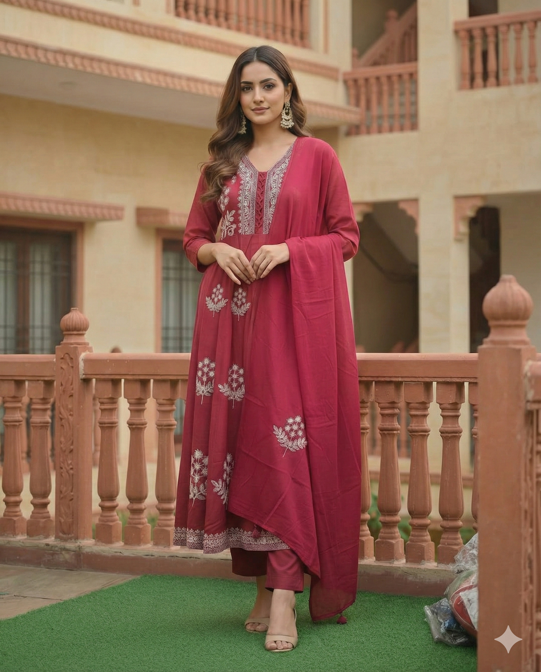 Pure Cotton 3 Piece Set With Dupatta