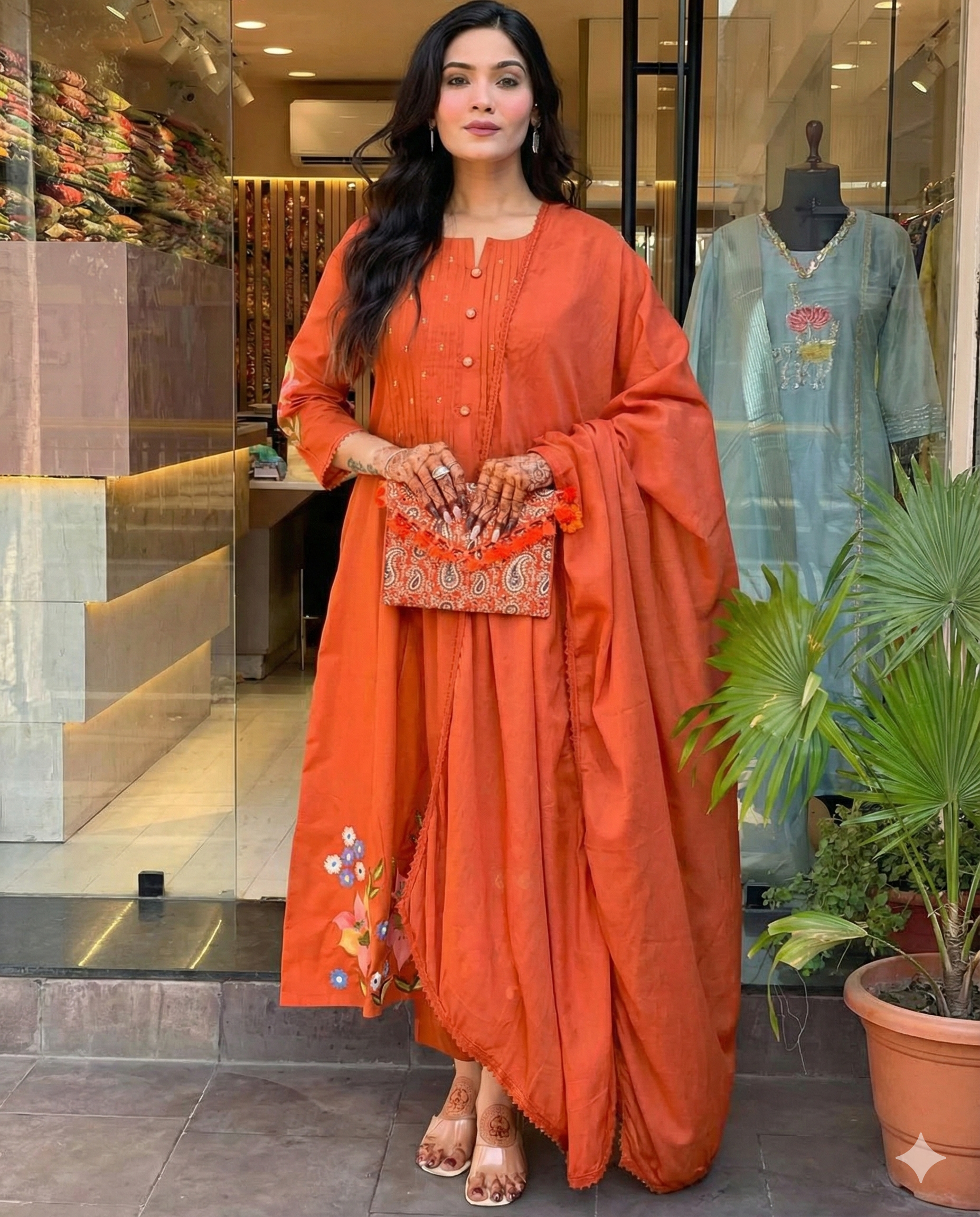 Heavy Cotton Beautiful Embroidery Work 3 Piece Set