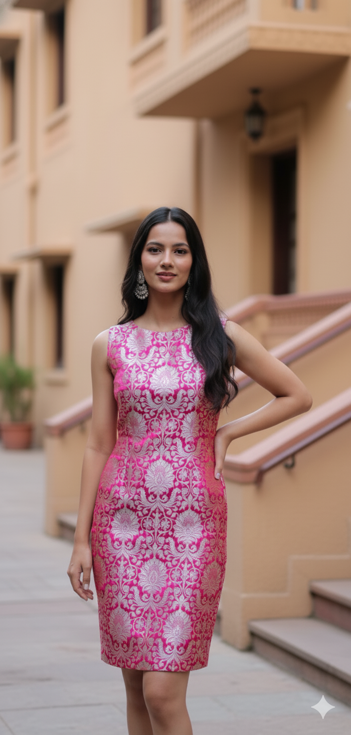 Royal Brocade Mini Dress