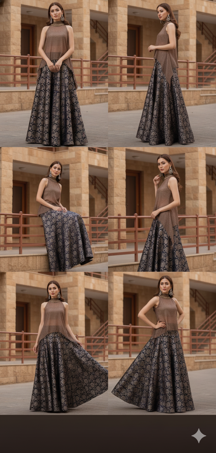 The Royal Brocade Halter Lehenga Set