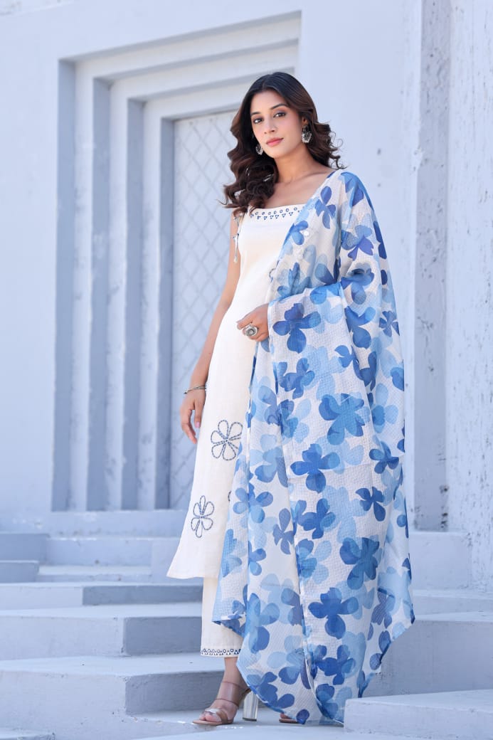 Hand Work Beautiful Suit Set With Dupatta