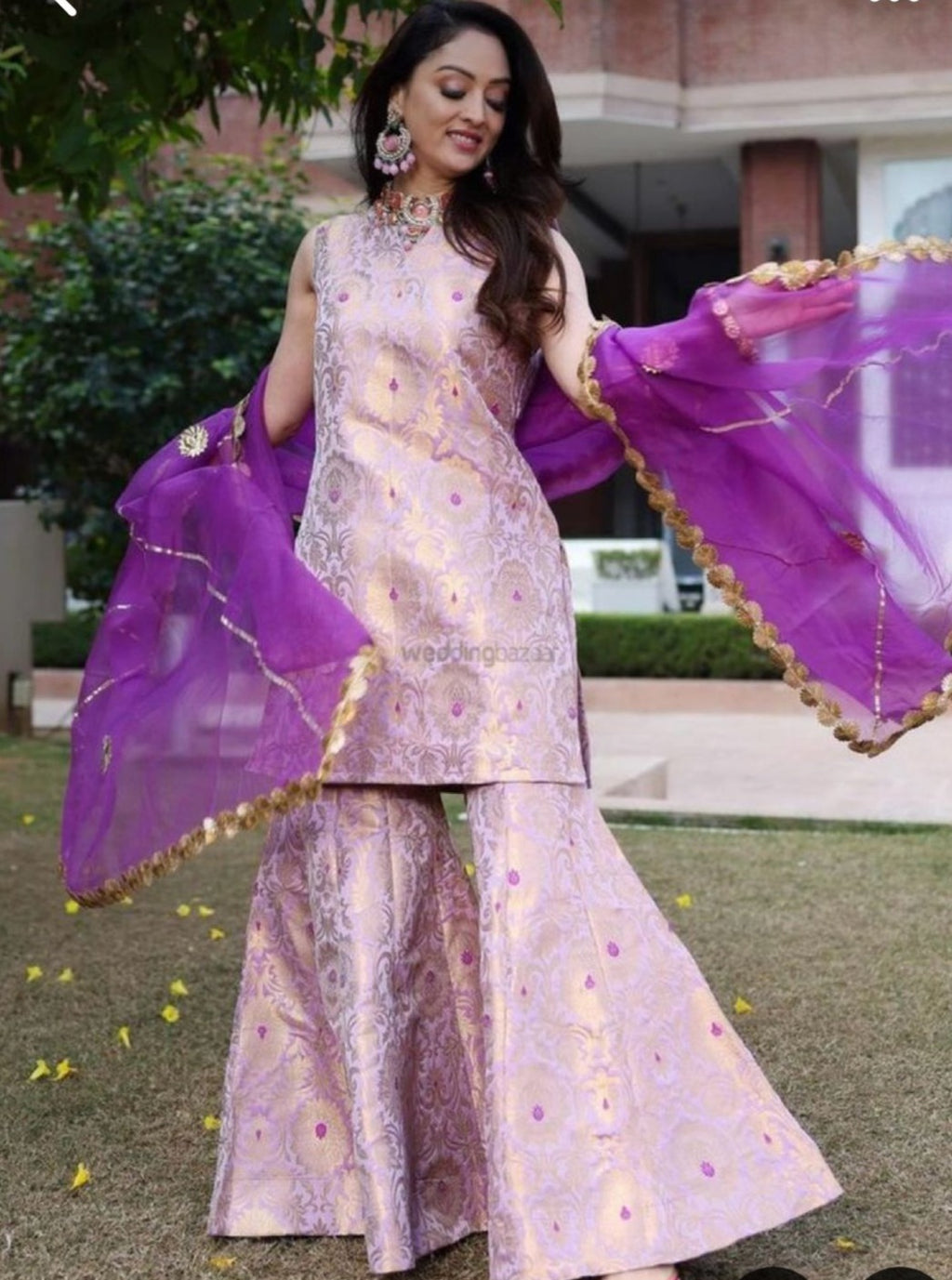 Handwoven Banarasi Brocade Kurta With Sharara An Gota Work Dupatta