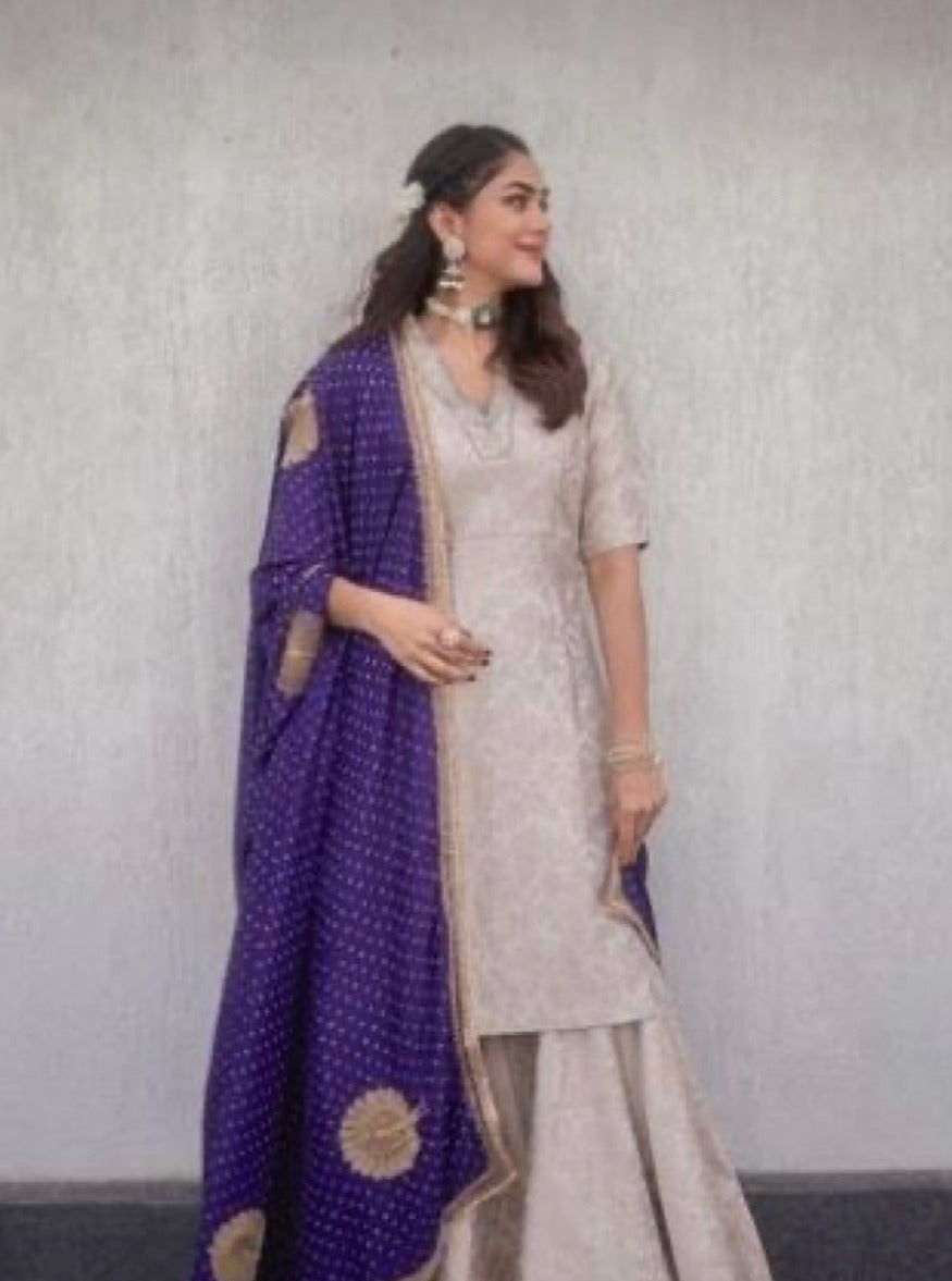 Handwoven Banarasi Brocade Kurta With Sharara An Gota Work Dupatta