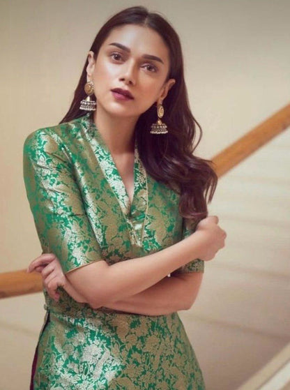 Handwoven Banarasi Brocade Kurta With Sharara An Gota Work Dupatta