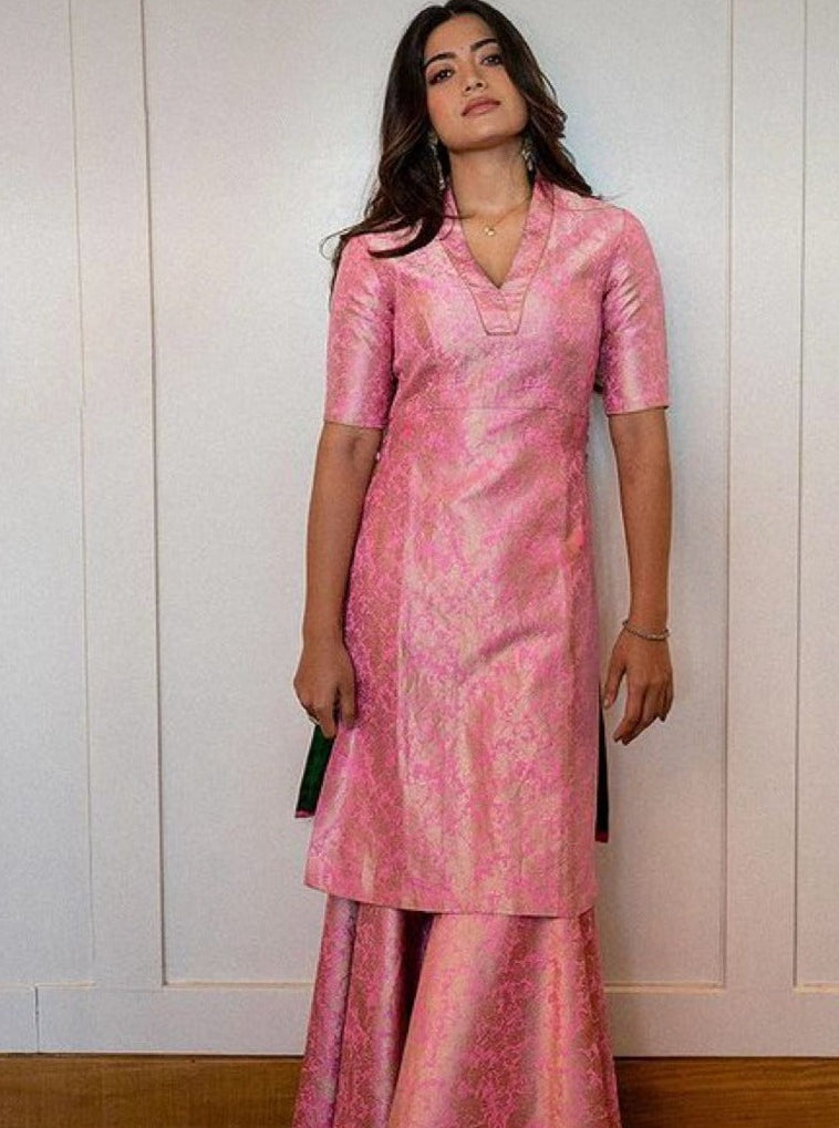 Handwoven Banarasi Brocade Kurta With Sharara An Gota Work Dupatta