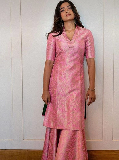 Handwoven Banarasi Brocade Kurta With Sharara An Gota Work Dupatta