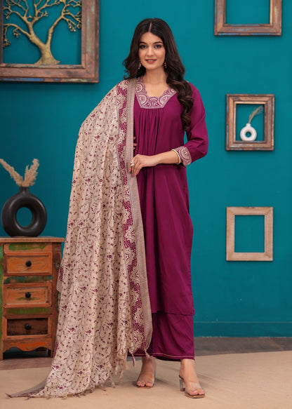 Premium Neck Embroidered Modal Perfection 3 Piece Set