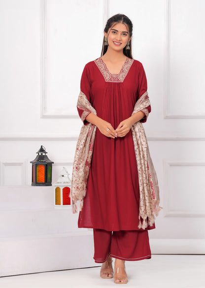 Premium Neck Embroidered Modal Perfection 3 Piece Set