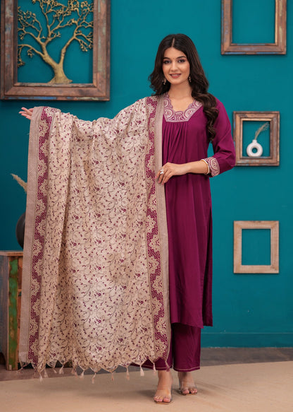 Premium Neck Embroidered Modal Perfection 3 Piece Set