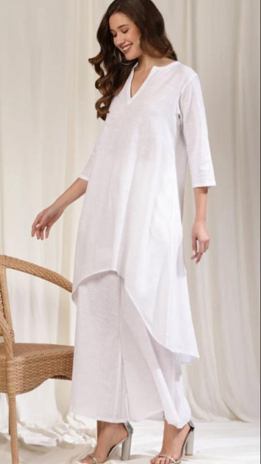 Monochrome Kurta Set With Flared Palazzo