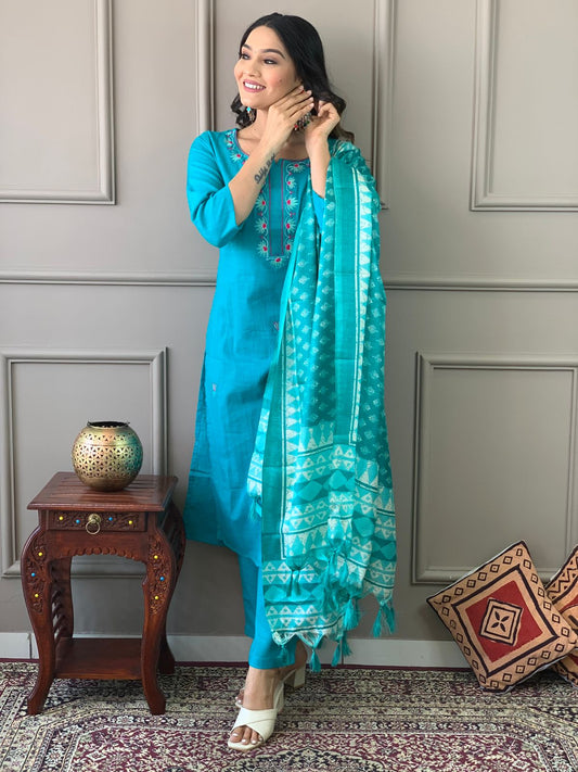Heavy Cotton Party Wear Suit Set