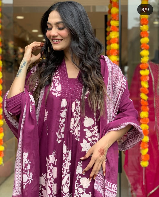 Heavy Cotton Party Wear Suit Set