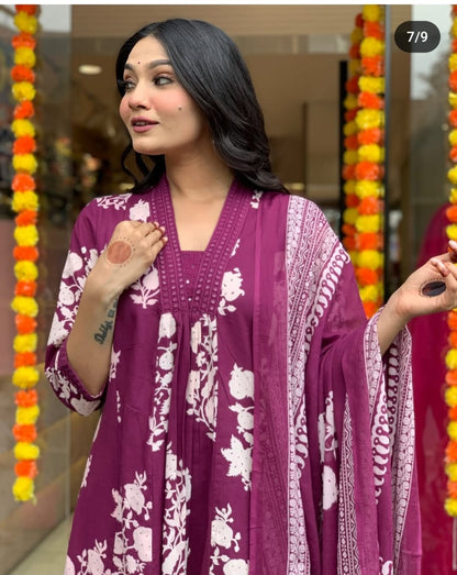 Heavy Cotton Party Wear Suit Set