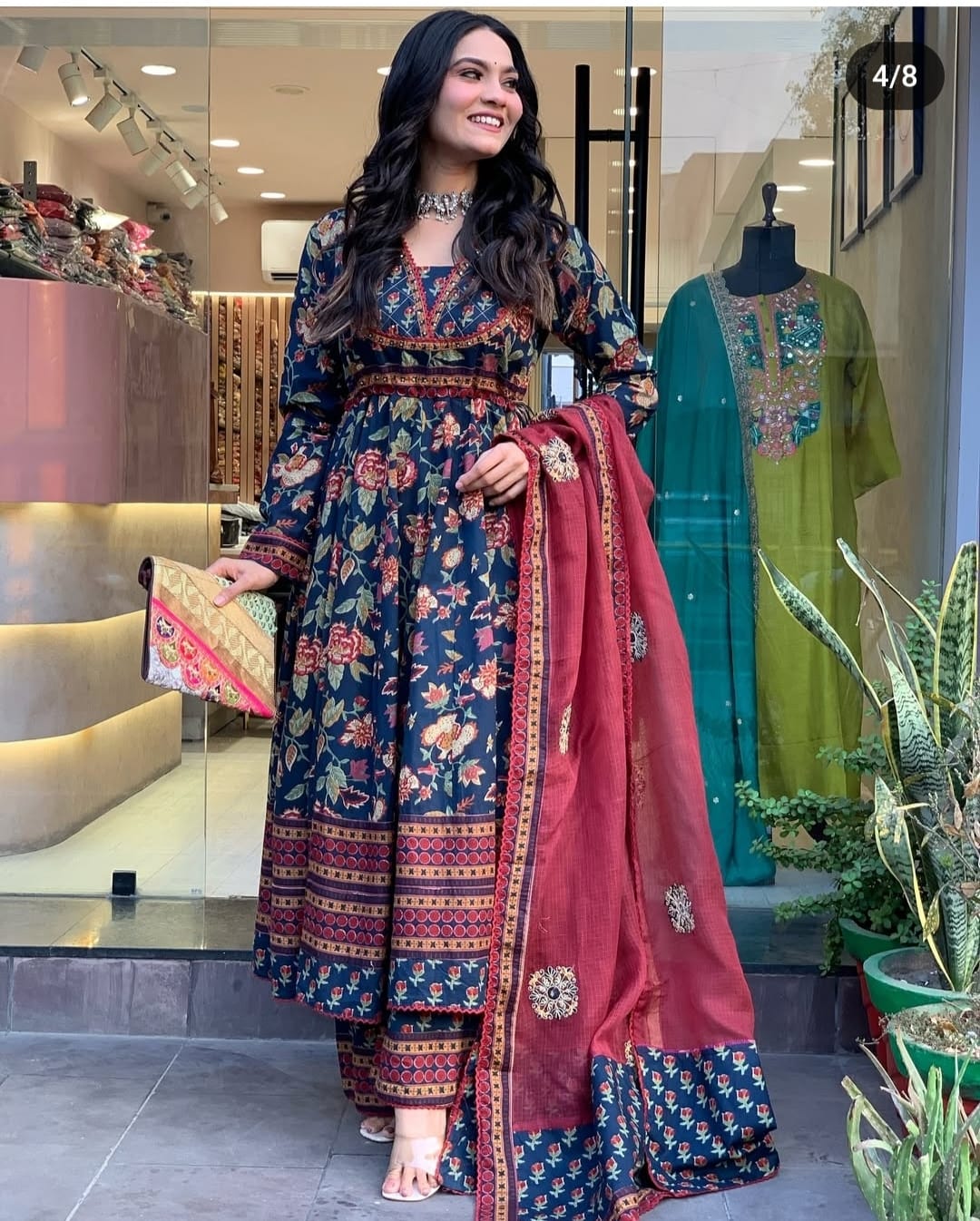 Heavy Cotton Party Wear Suit Set With dupatta
