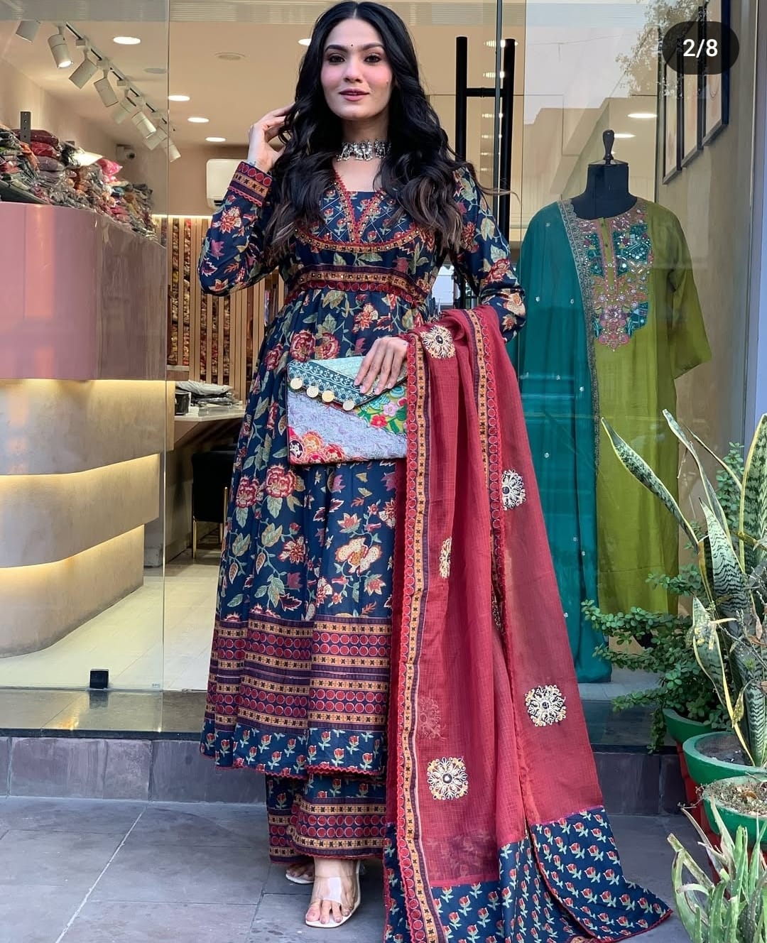Heavy Cotton Party Wear Suit Set With dupatta