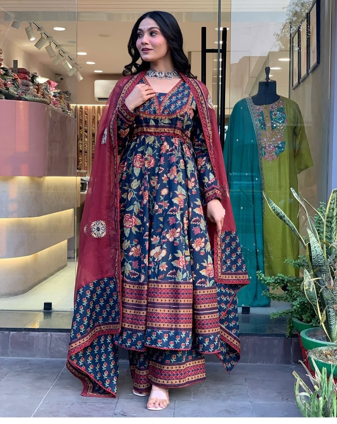 Heavy Cotton Party Wear Suit Set With dupatta