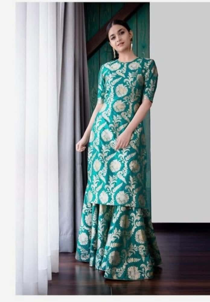 Heavy Banarasi Silk Party Wear 3 Piece Sharara Set